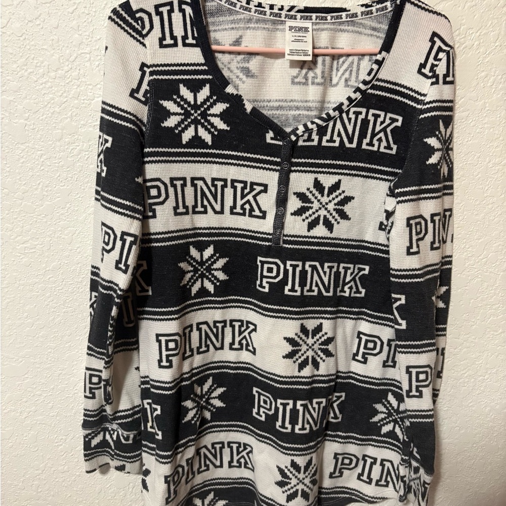Victoria's Secret Pink and Black Pajama Top